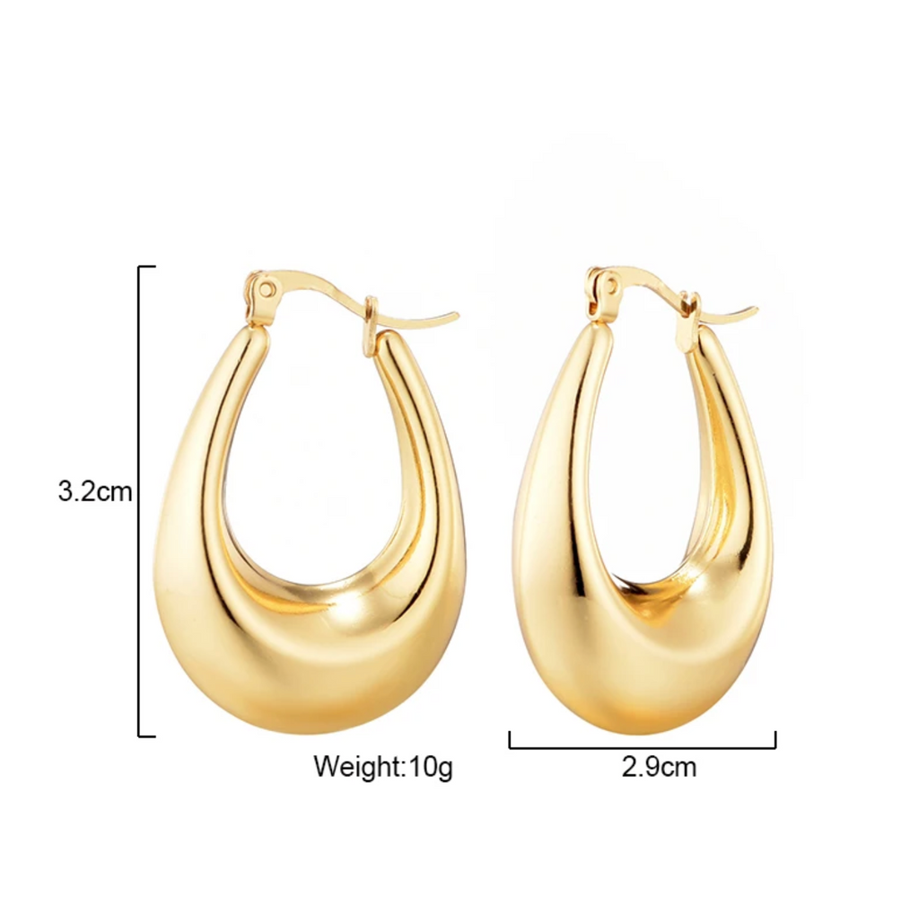 Glossy Gold U-Shape Hoop Earrings