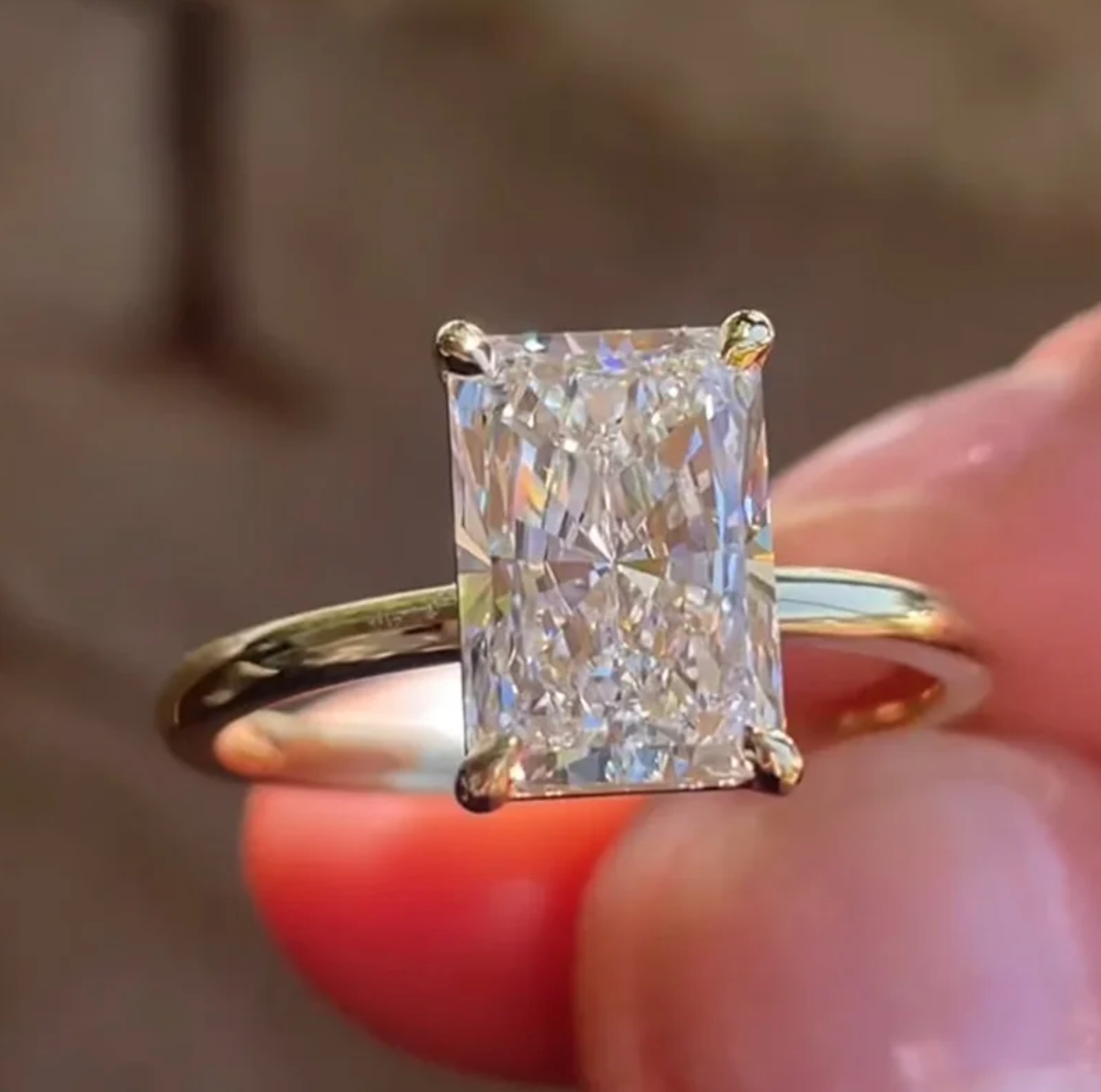 Radiant Cut Moissanite Solitaire Ring